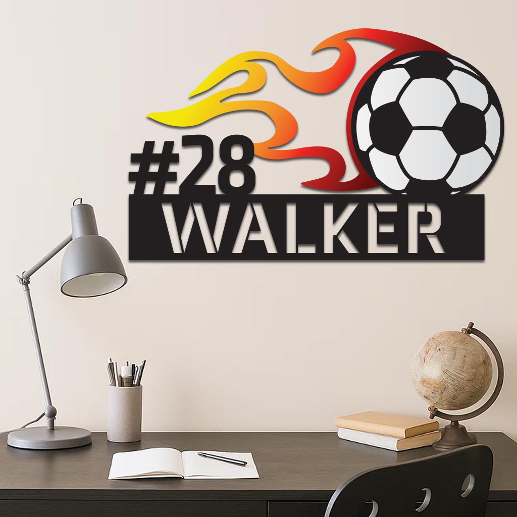 Colorful Flaming Soccer Name Sign