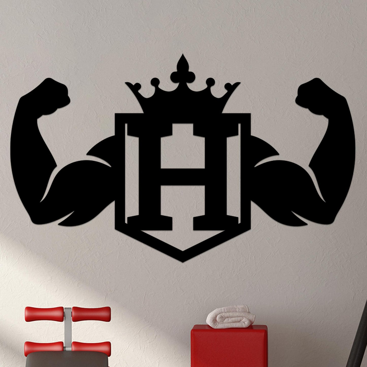 Crowned Monogram w Strong Arms Sign