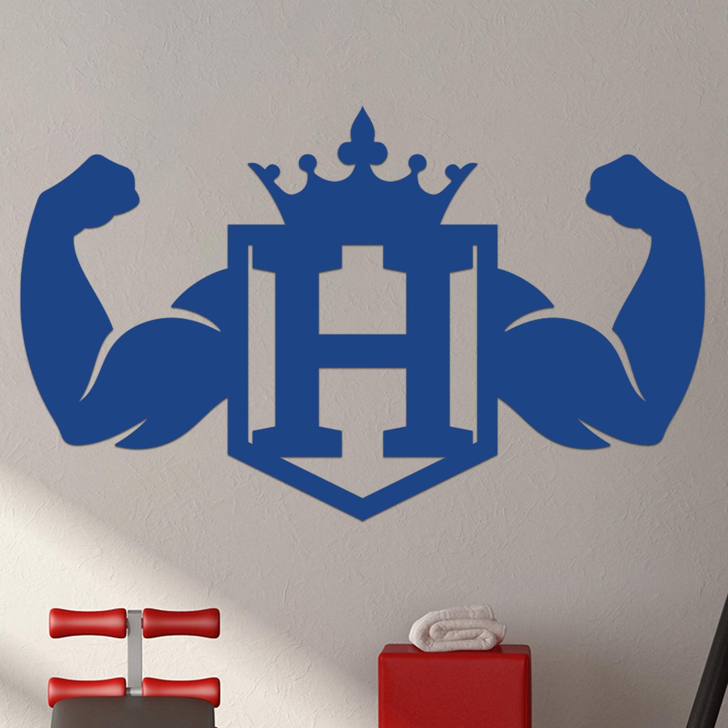 Crowned Monogram w Strong Arms Sign