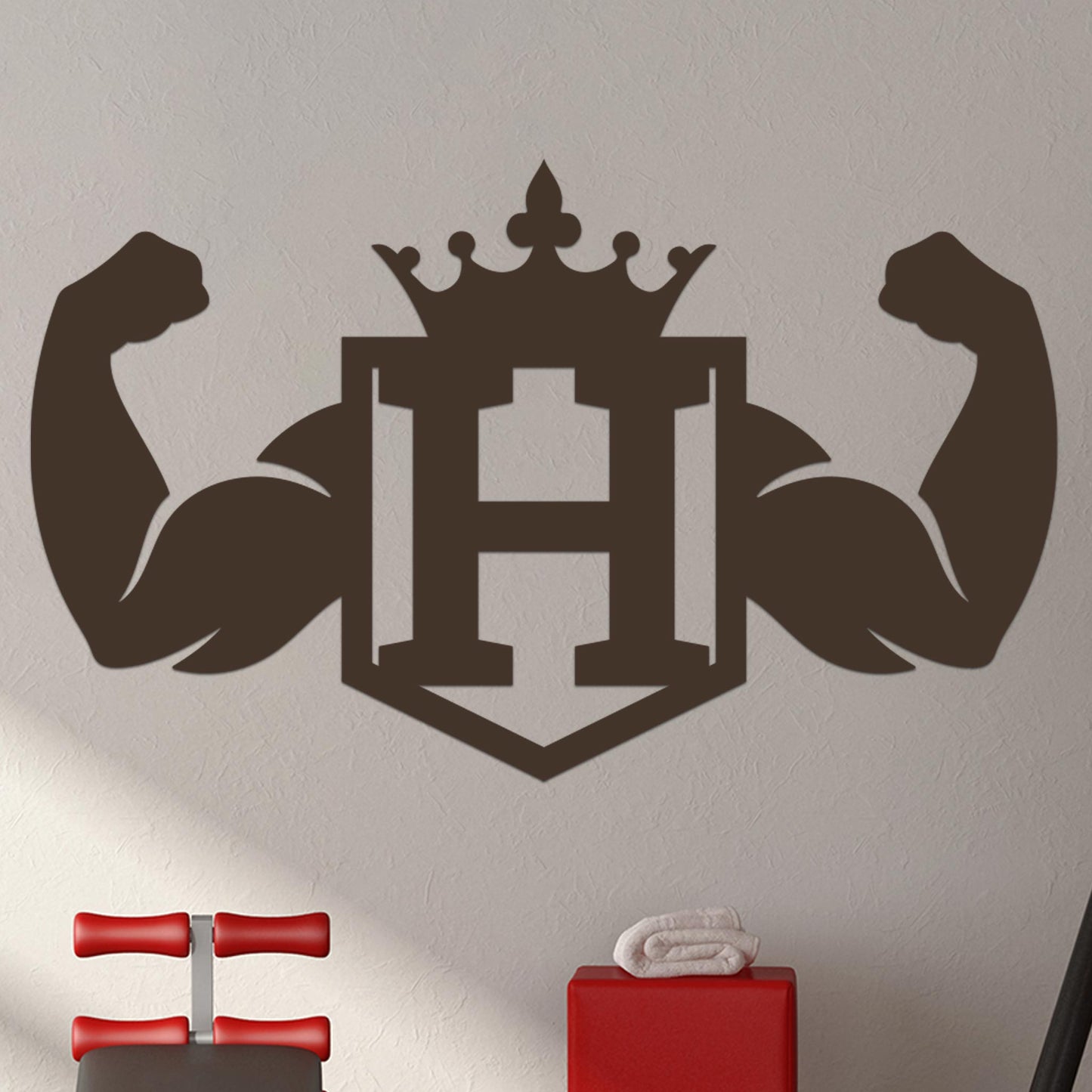 Crowned Monogram w Strong Arms Sign
