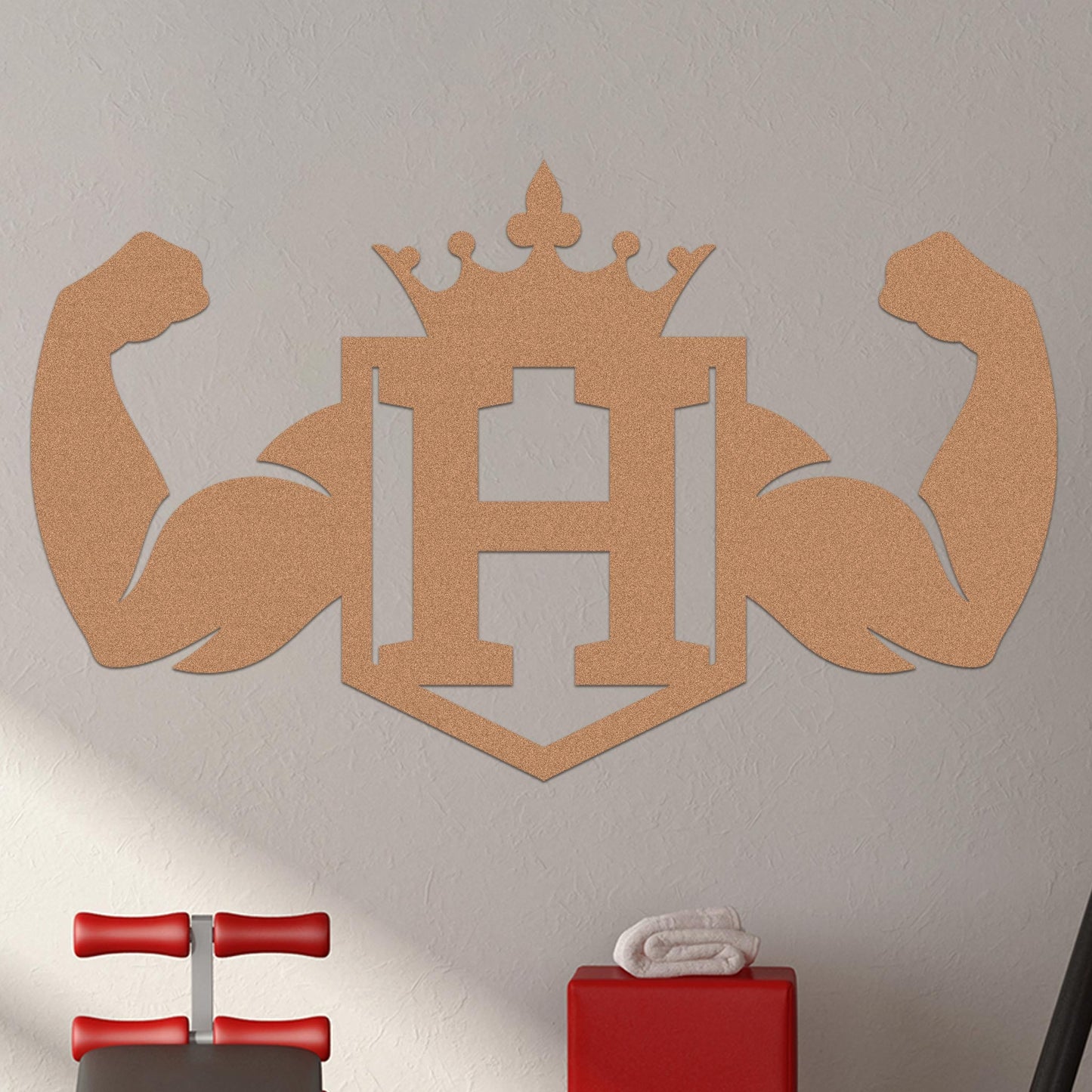 Crowned Monogram w Strong Arms Sign