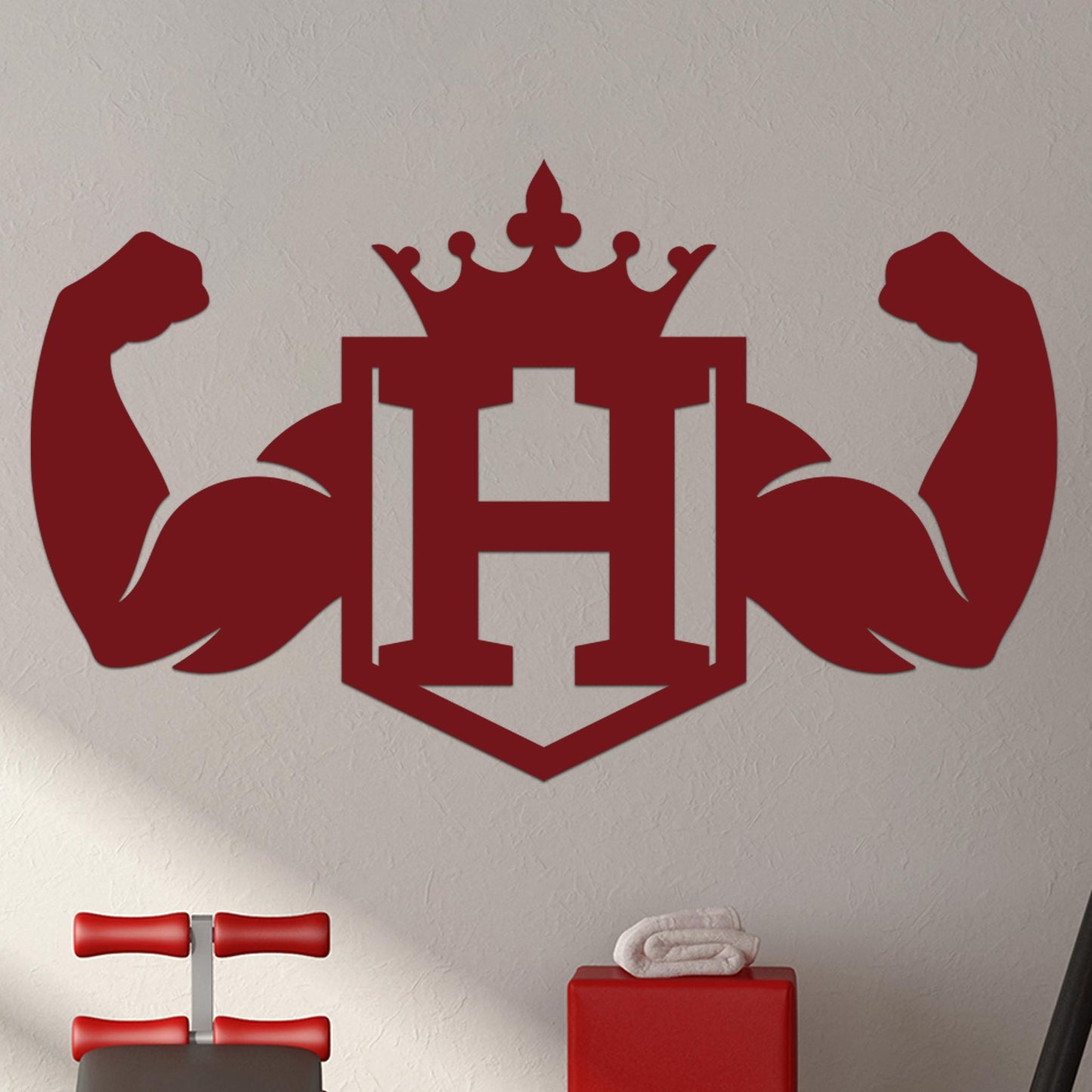 Crowned Monogram w Strong Arms Sign
