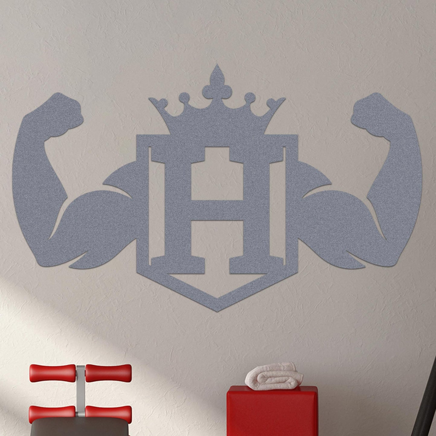 Crowned Monogram w Strong Arms Sign