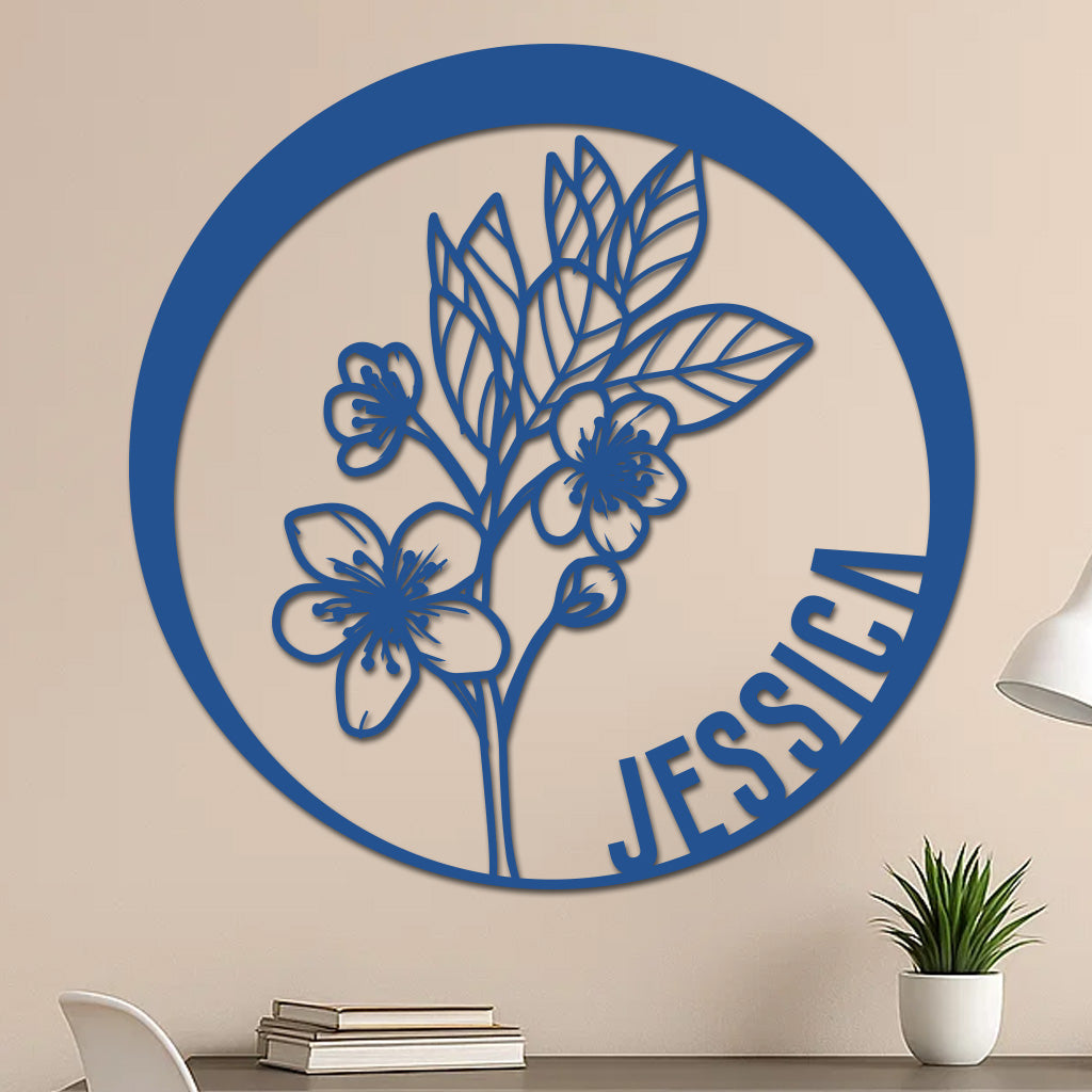 Custom Flower Metal Sign w Name