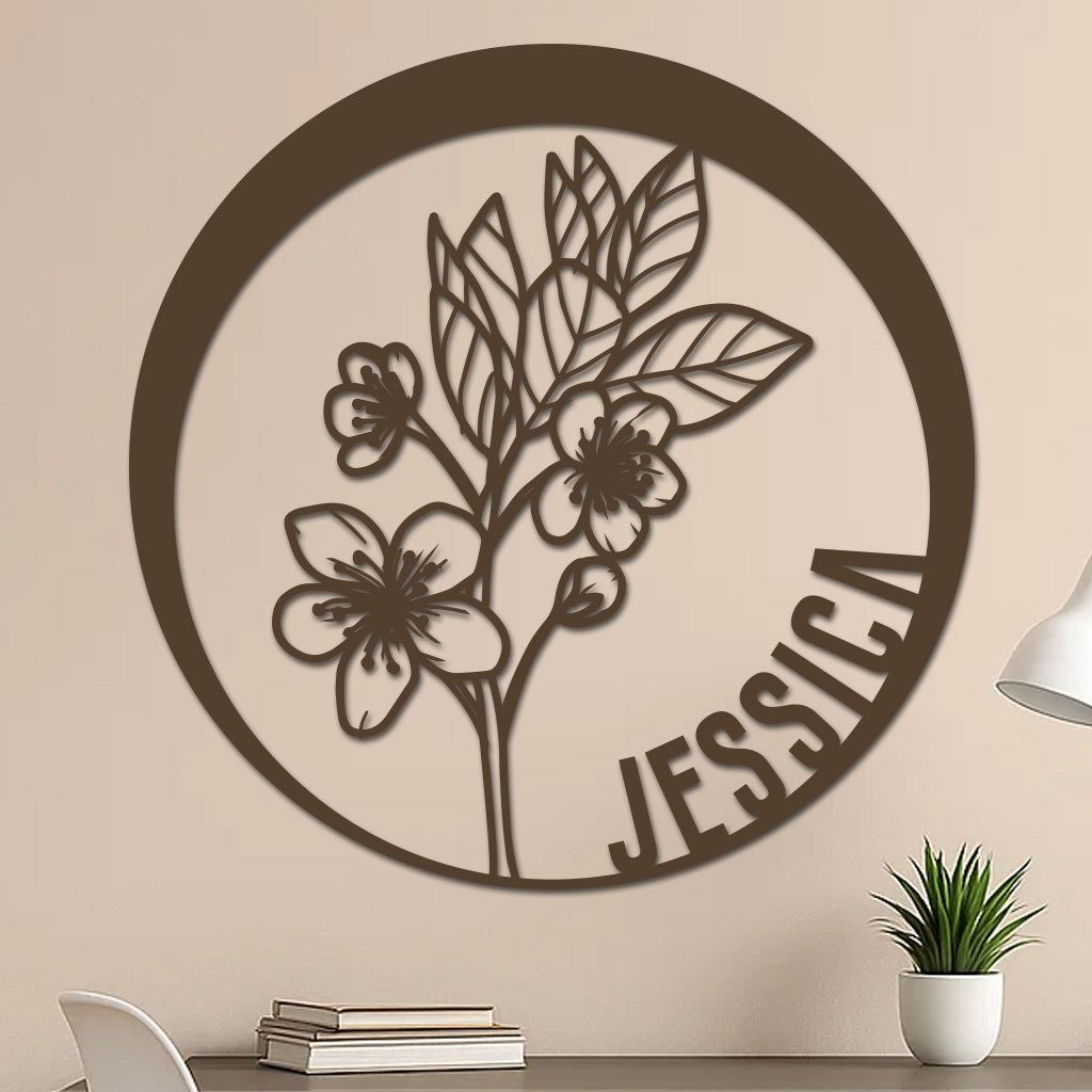Custom Flower Metal Sign w Name