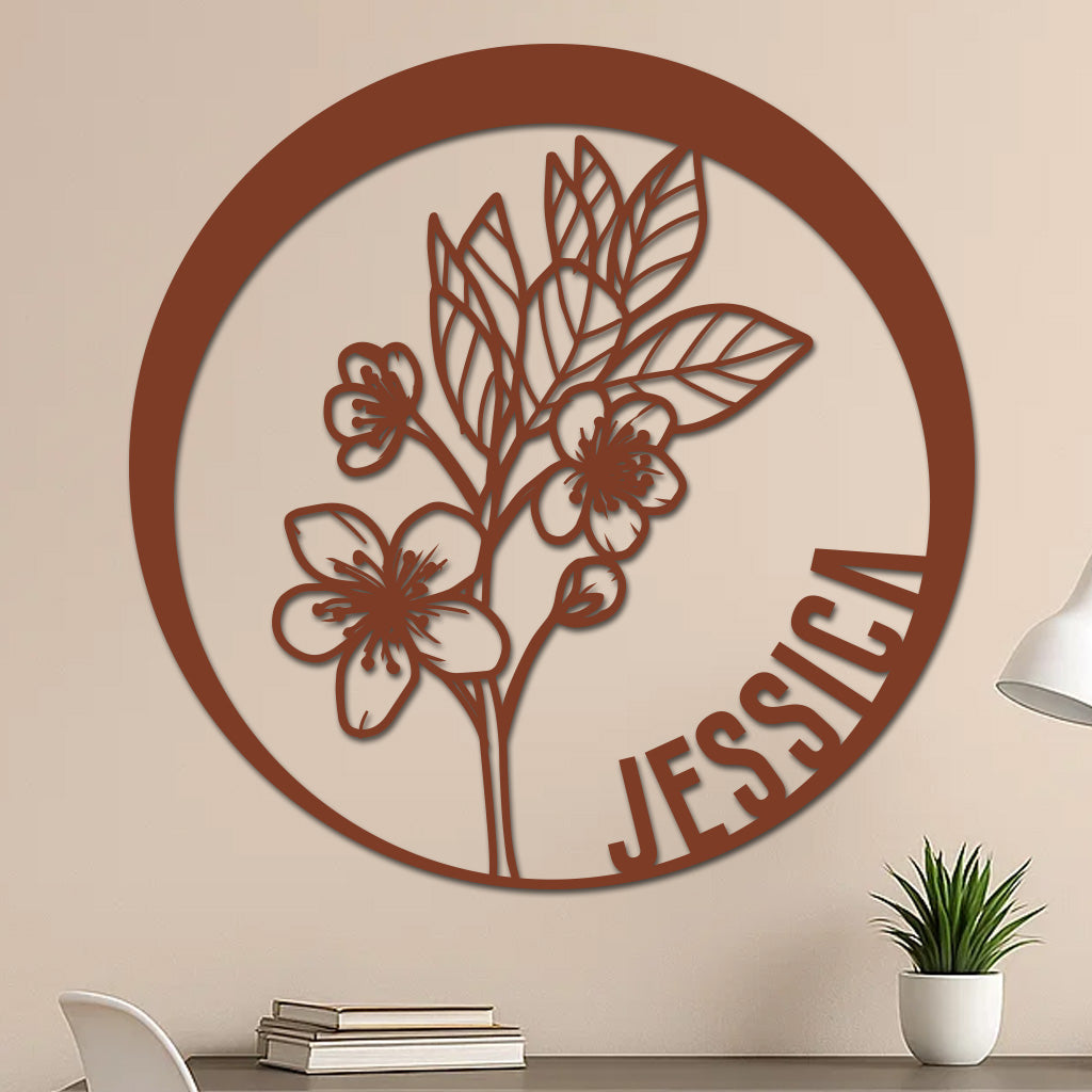 Custom Flower Metal Sign w Name
