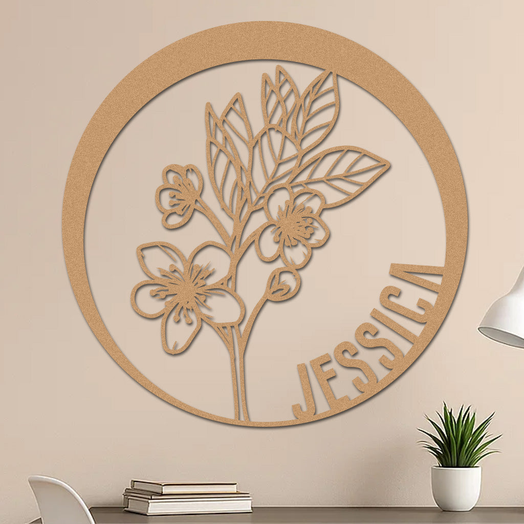 Custom Flower Metal Sign w Name
