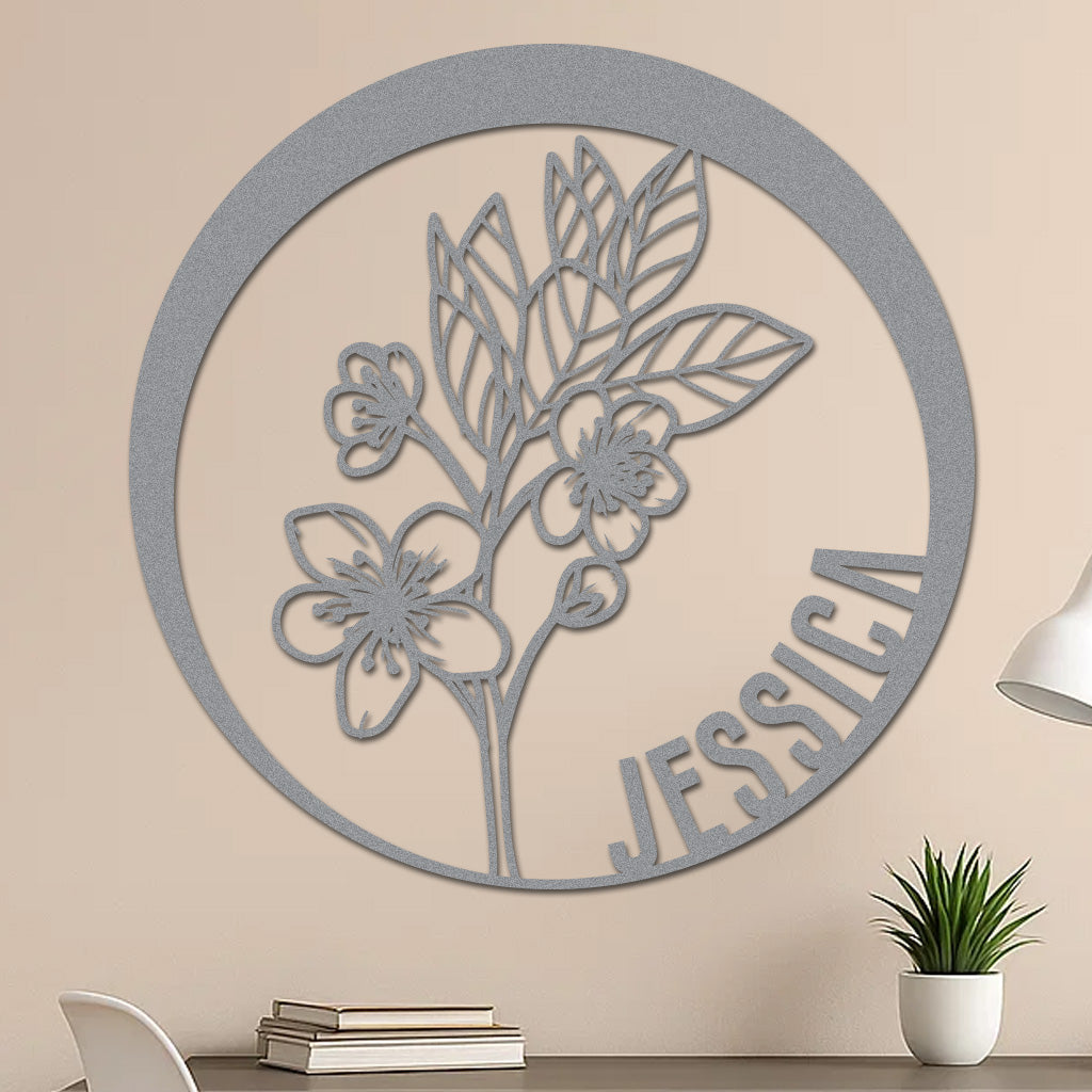Custom Flower Metal Sign w Name