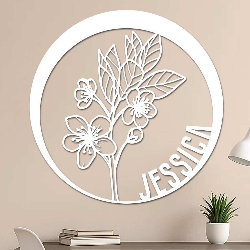 Custom Flower Metal Sign w Name