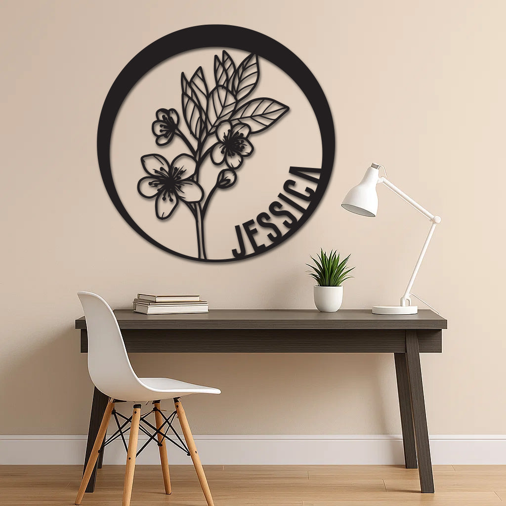 Custom Flower Metal Sign w Name
