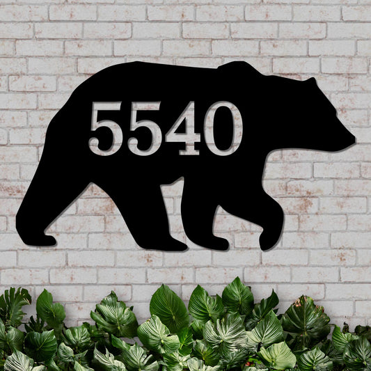 Decorative Bear House Number Sign