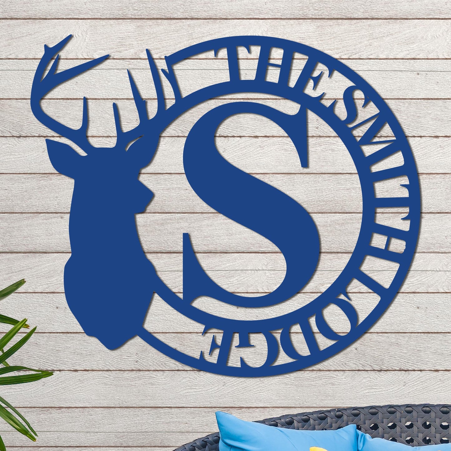 Deer Head Monogram Name Sign