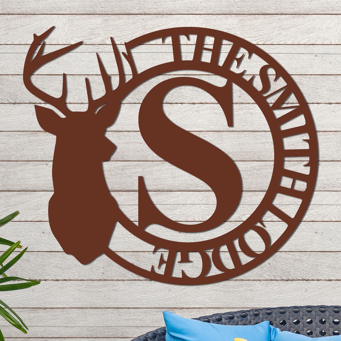 Deer Head Monogram Name Sign