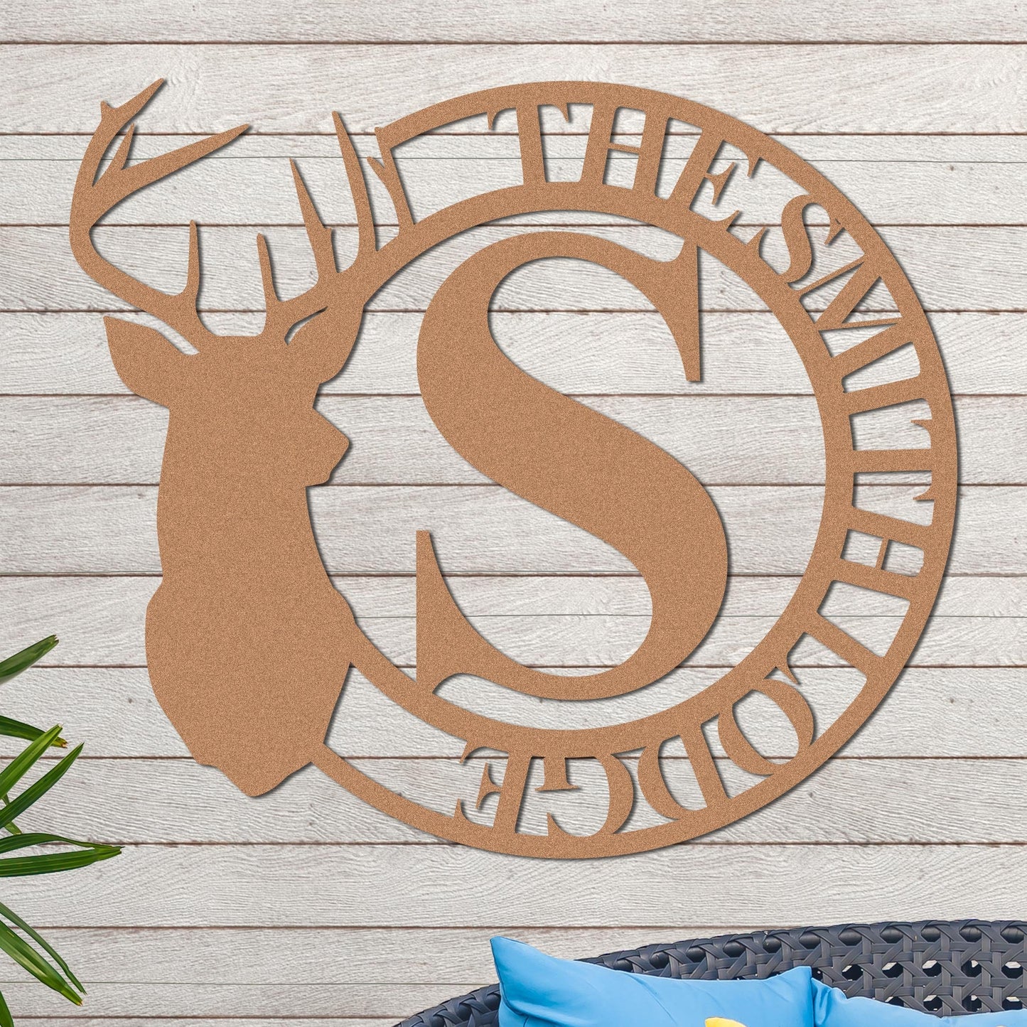 Deer Head Monogram Name Sign