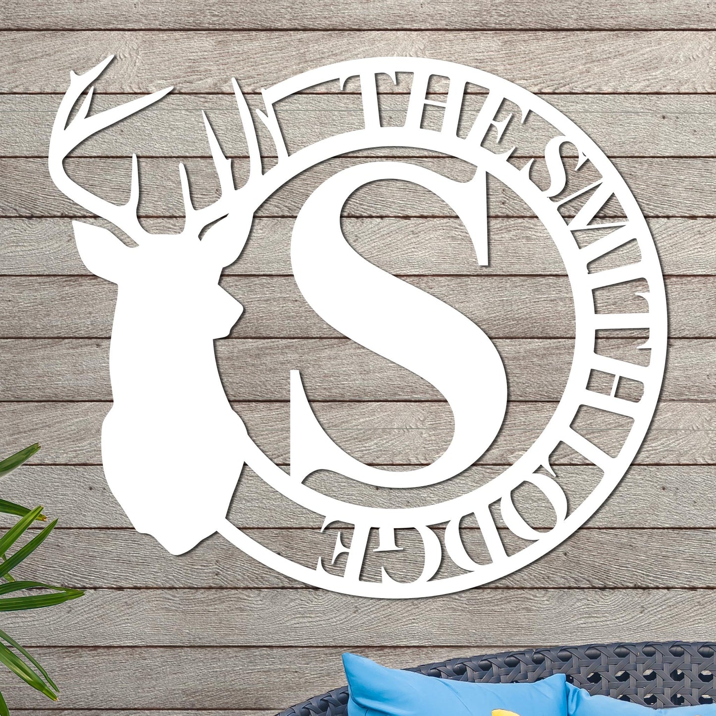 Deer Head Monogram Name Sign