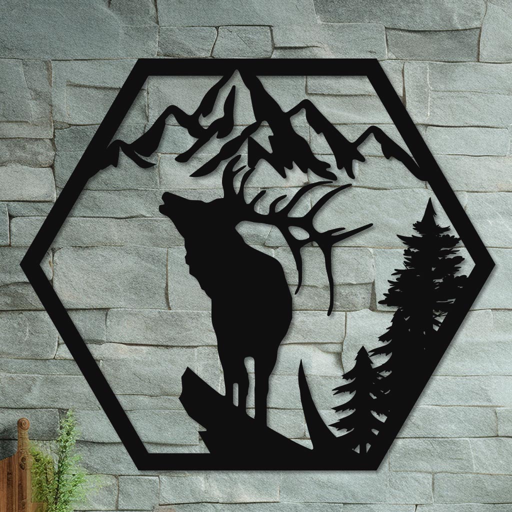 Deer on a Mountain Cliff Sign