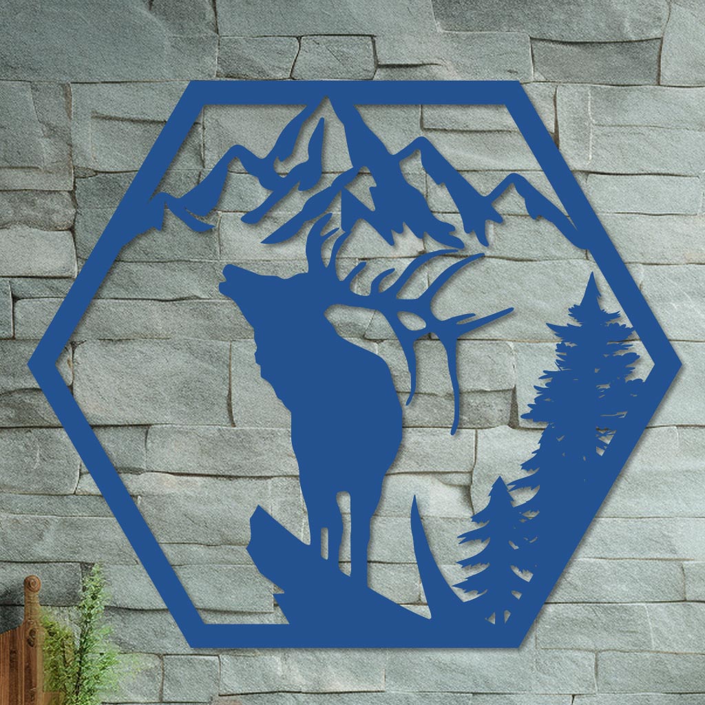 Deer on a Mountain Cliff Sign