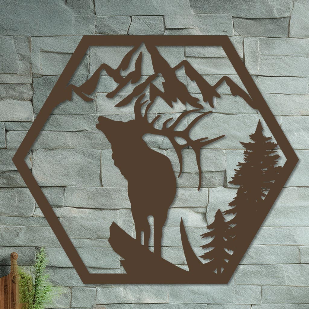 Deer on a Mountain Cliff Sign