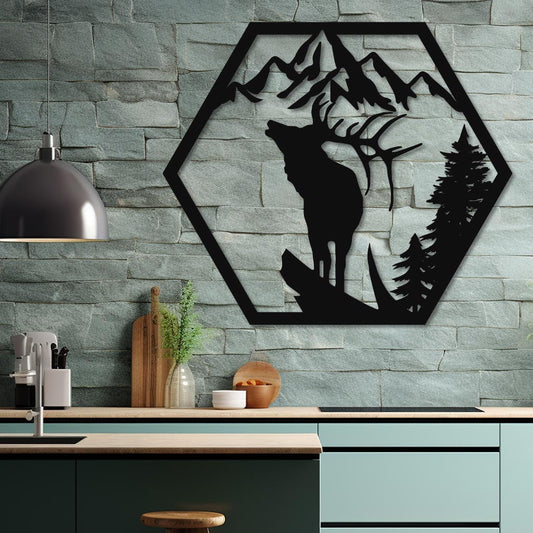 Deer on a Mountain Cliff Sign