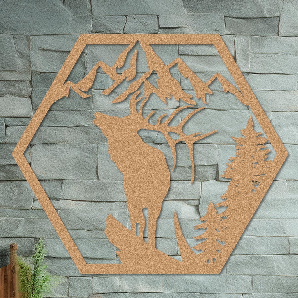 Deer on a Mountain Cliff Sign
