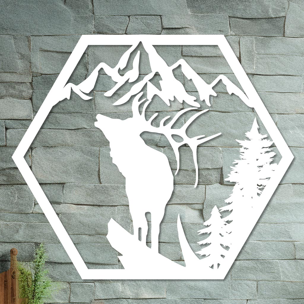Deer on a Mountain Cliff Sign