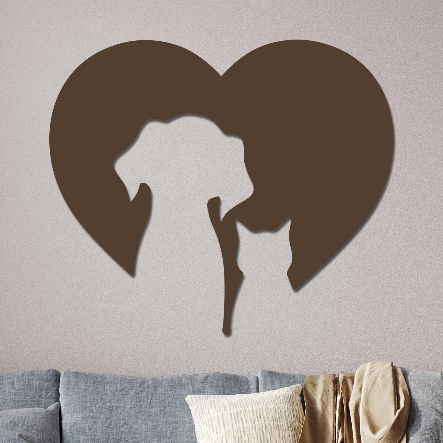 Dog and Cat Silhouettes in Heart Sign