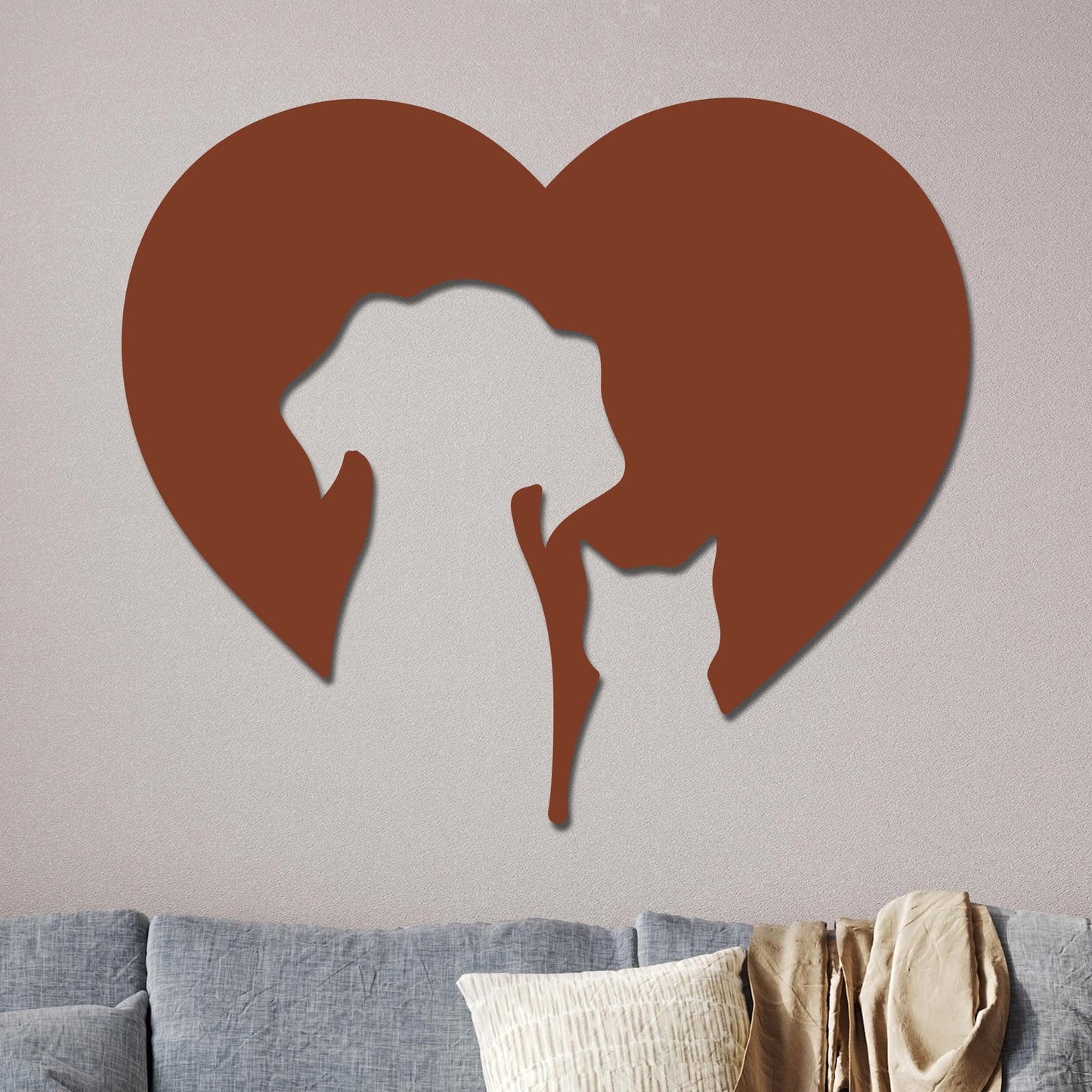 Dog and Cat Silhouettes in Heart Sign