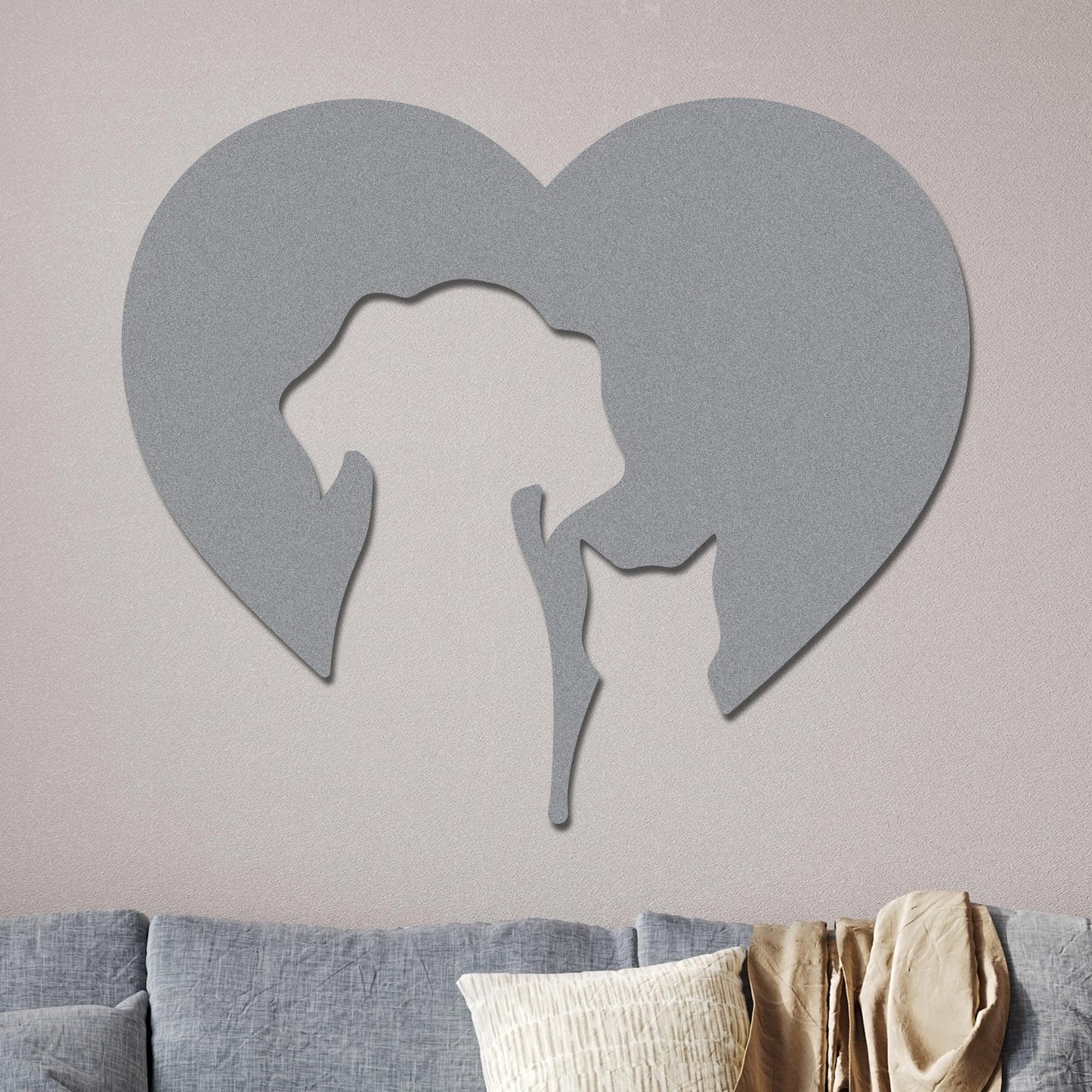 Dog and Cat Silhouettes in Heart Sign