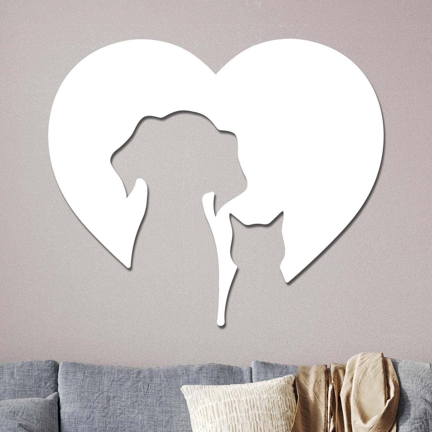 Dog and Cat Silhouettes in Heart Sign
