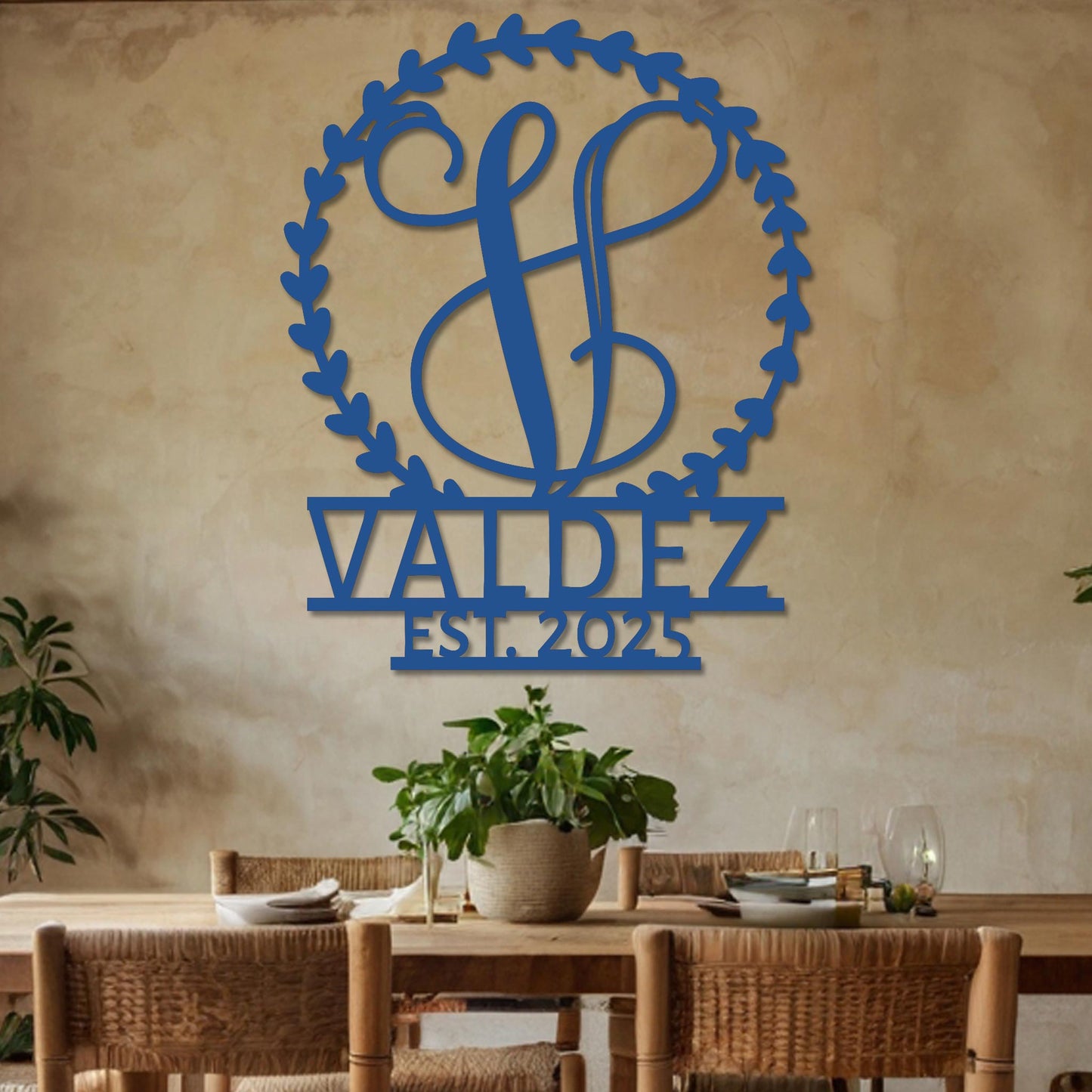 Family Monogram Sign in Wreath