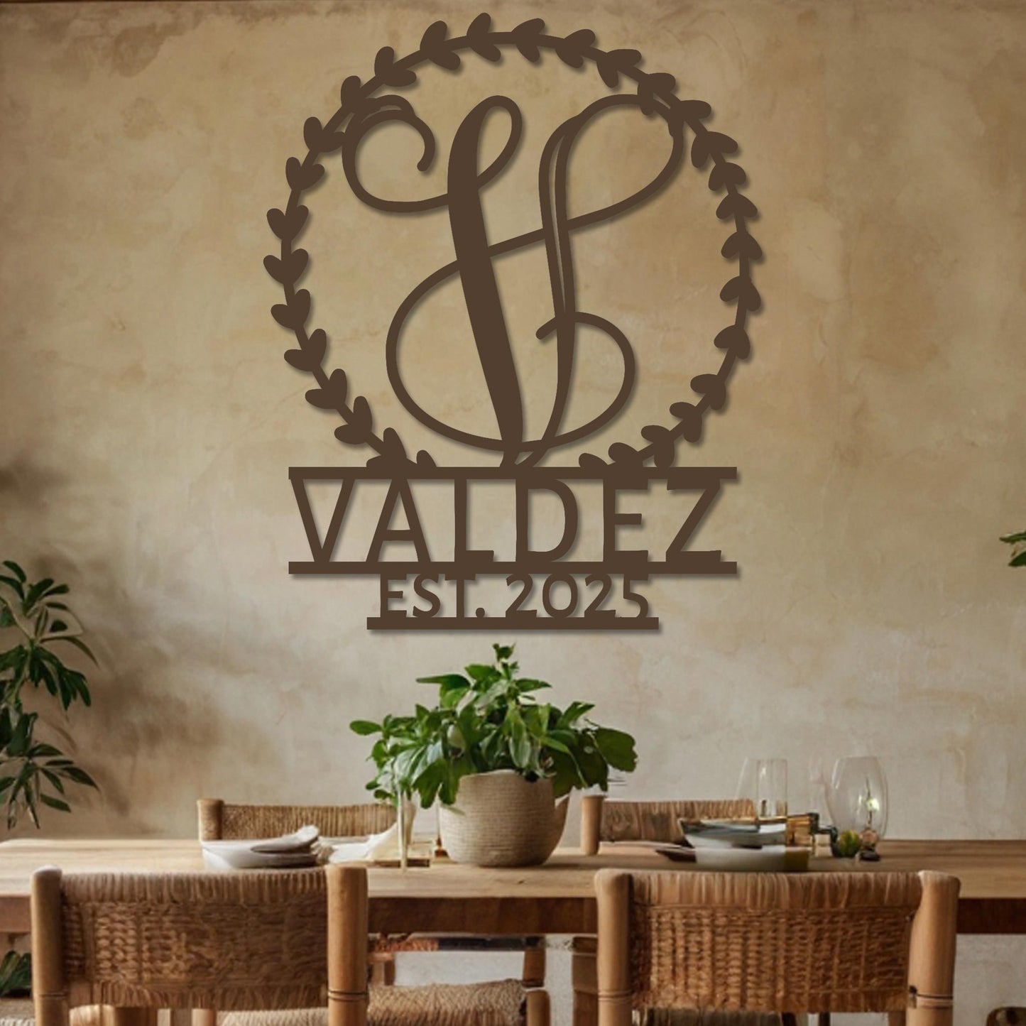 Family Monogram Sign in Wreath