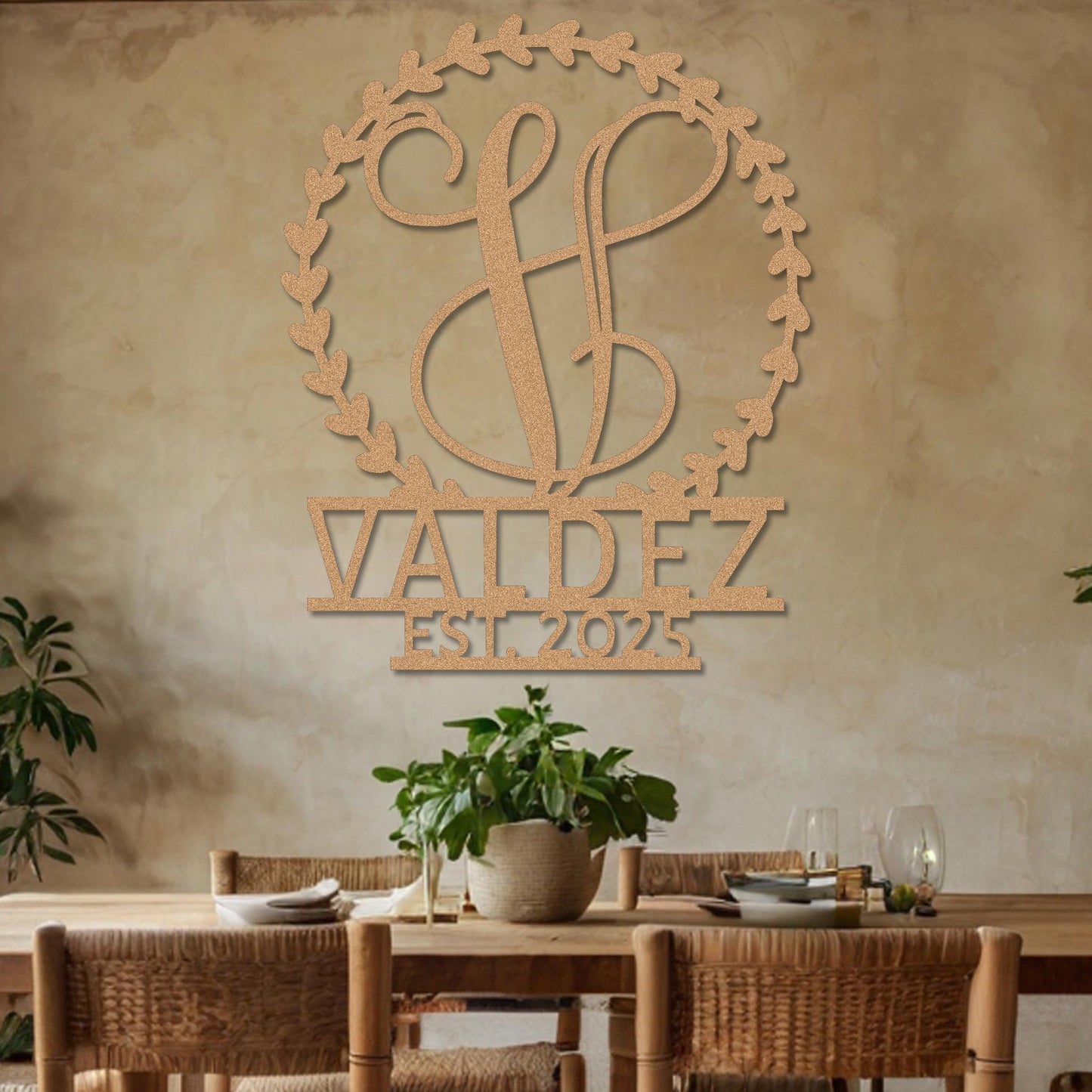 Family Monogram Sign in Wreath