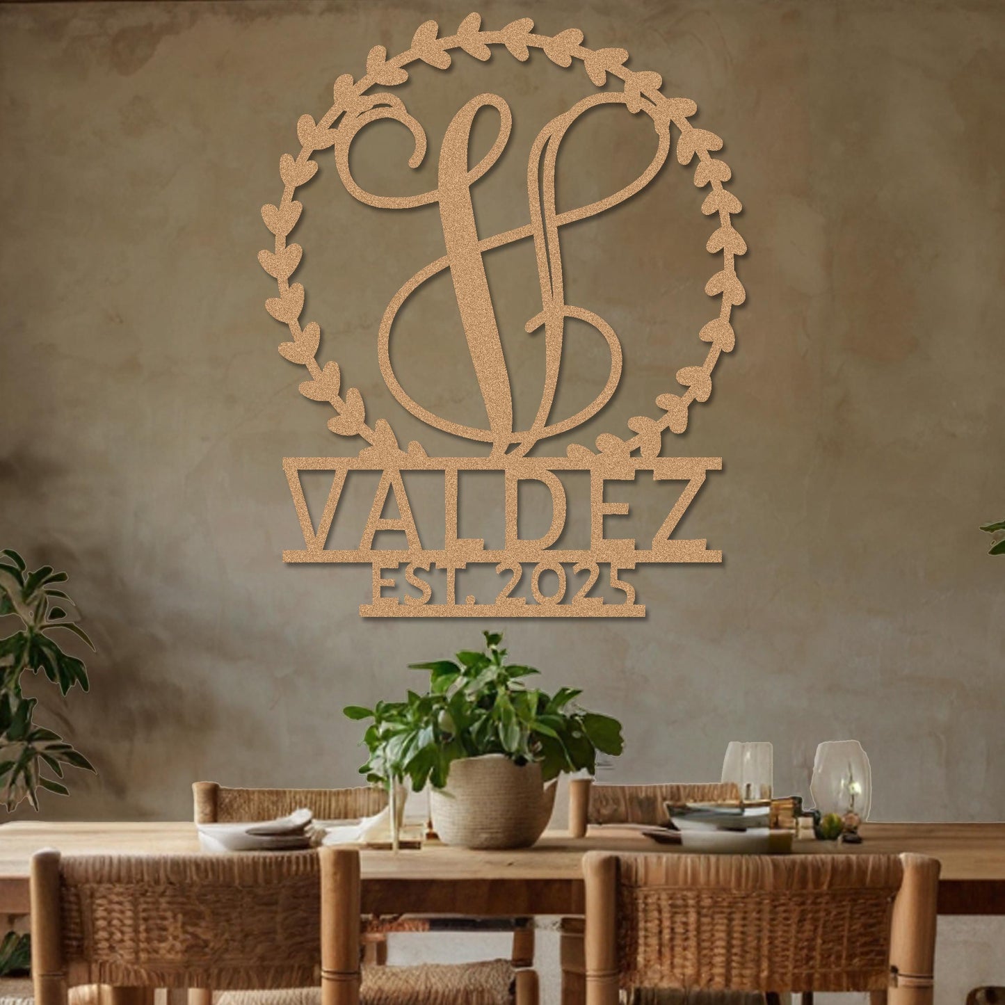 Family Monogram Sign in Wreath