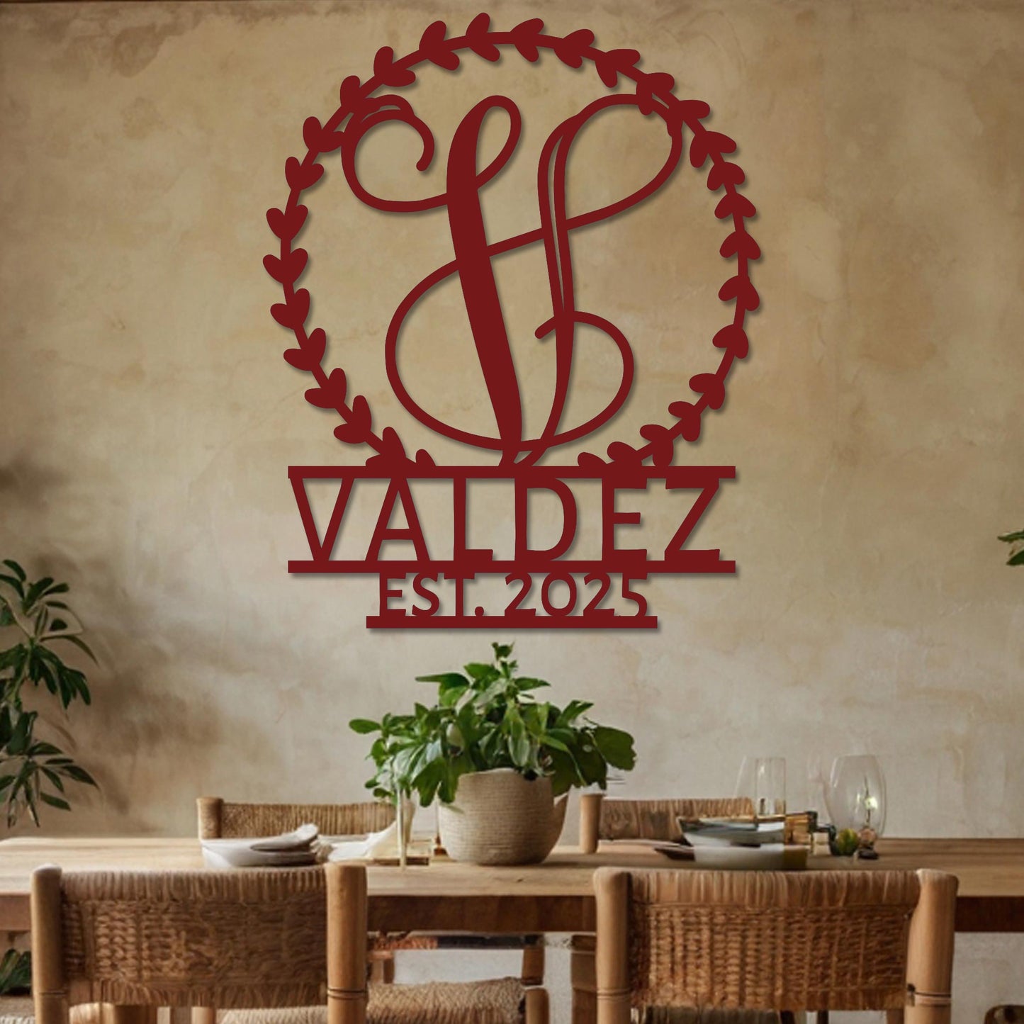 Family Monogram Sign in Wreath