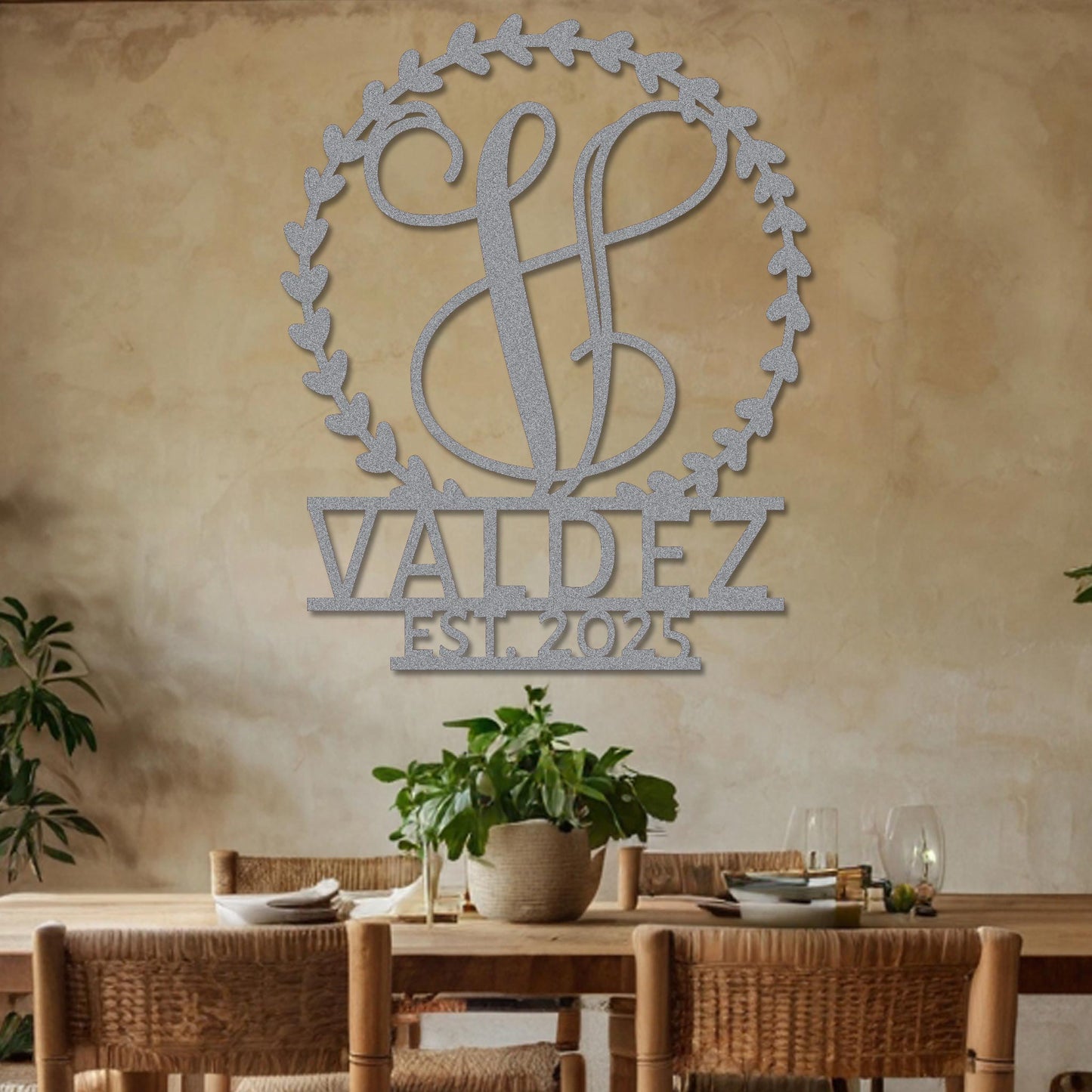 Family Monogram Sign in Wreath