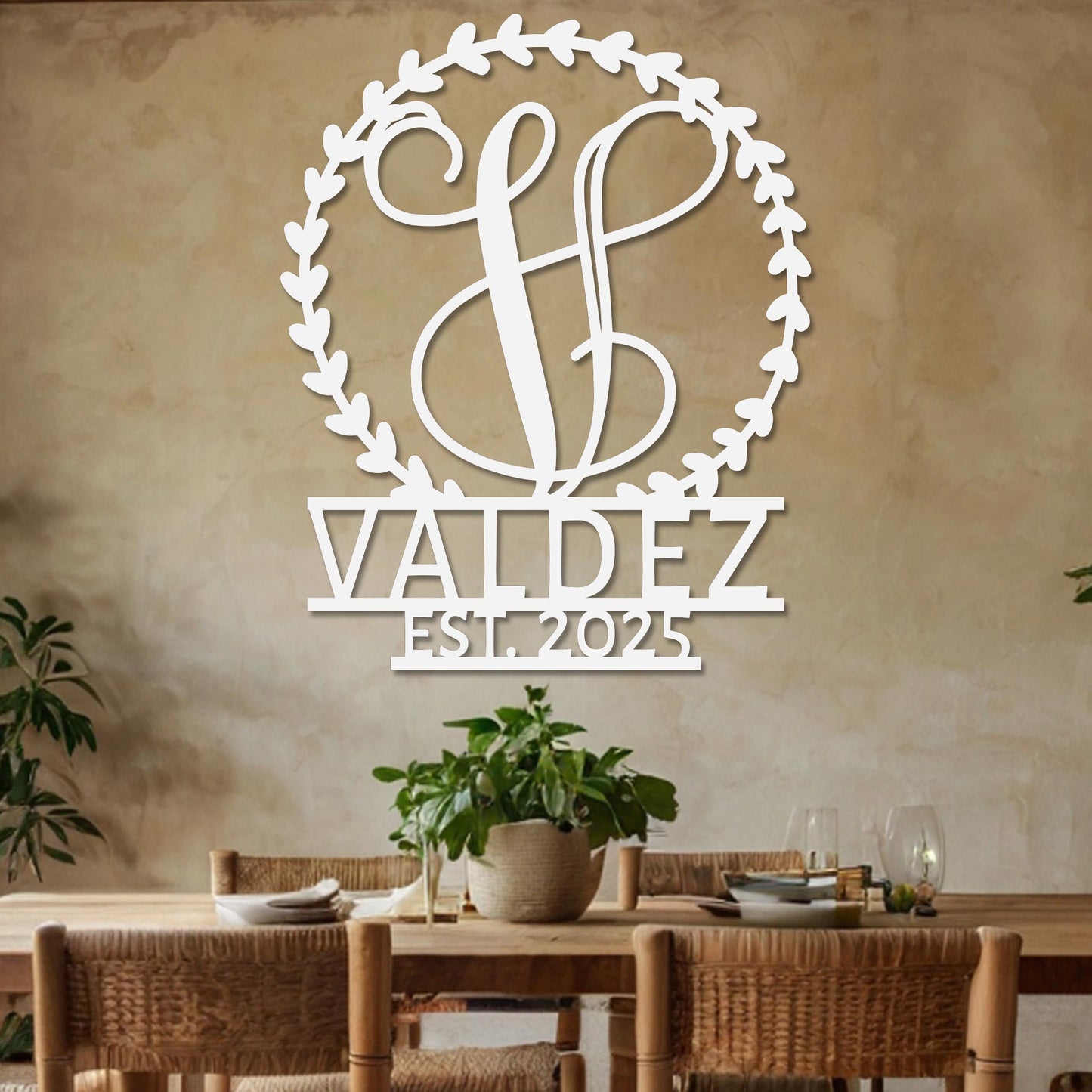 Family Monogram Sign in Wreath