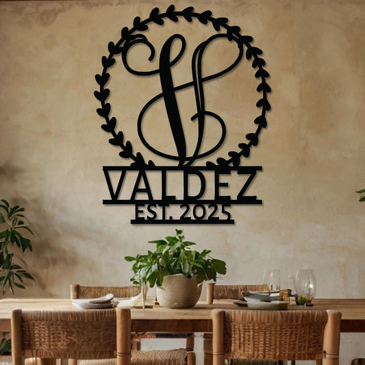 Family Monogram Sign in Wreath