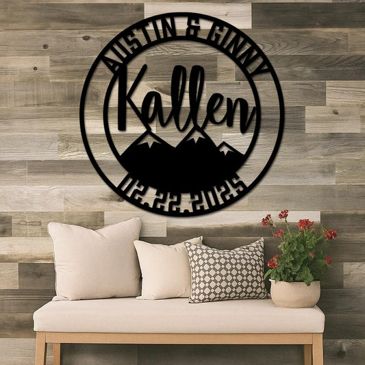 Family Sign, Mountains, Names and Date