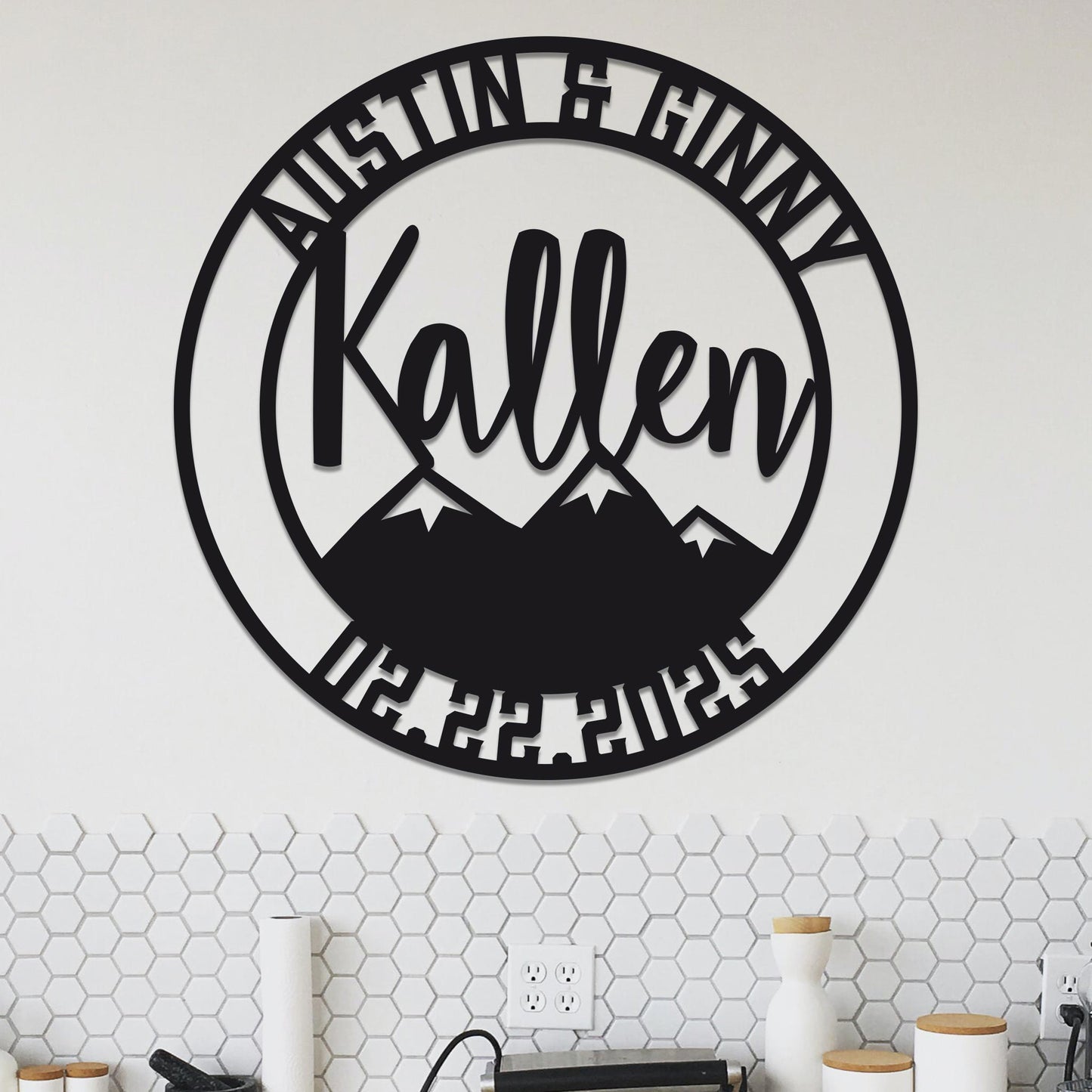 Family Sign, Mountains, Names and Date