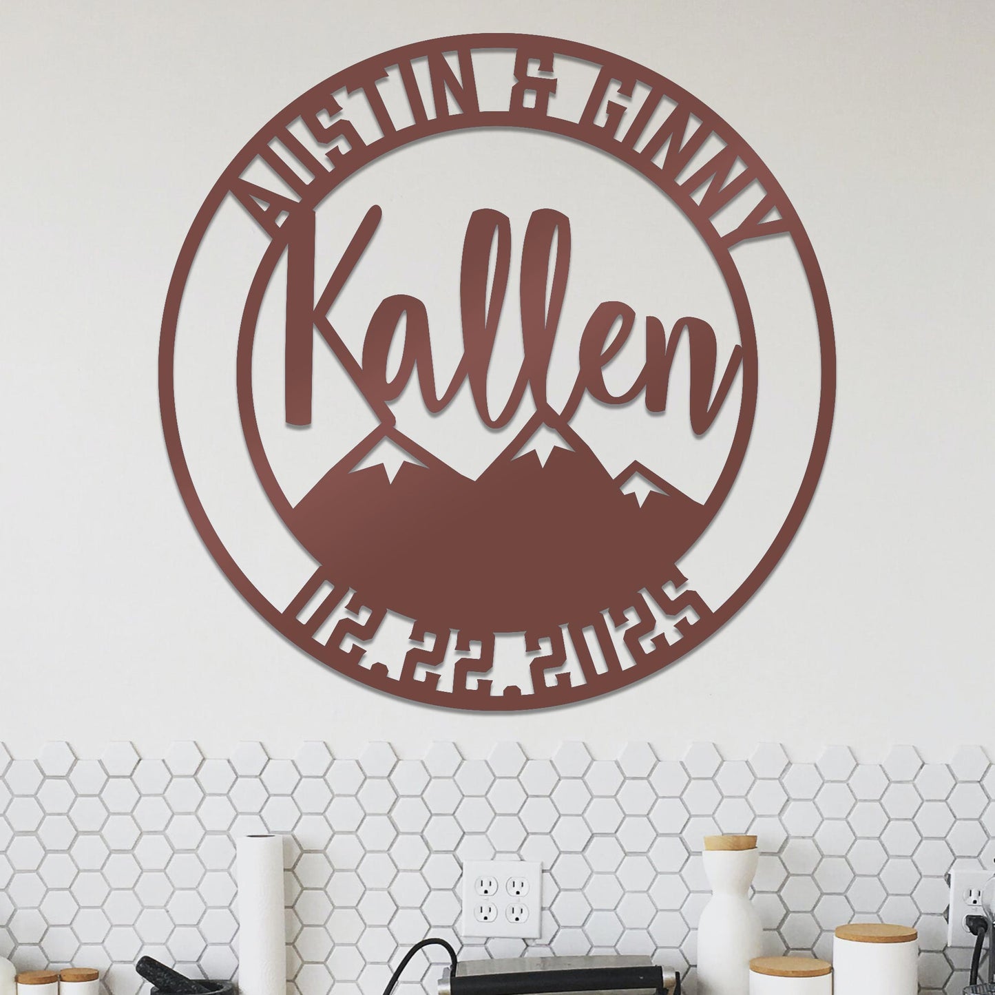 Family Sign, Mountains, Names and Date