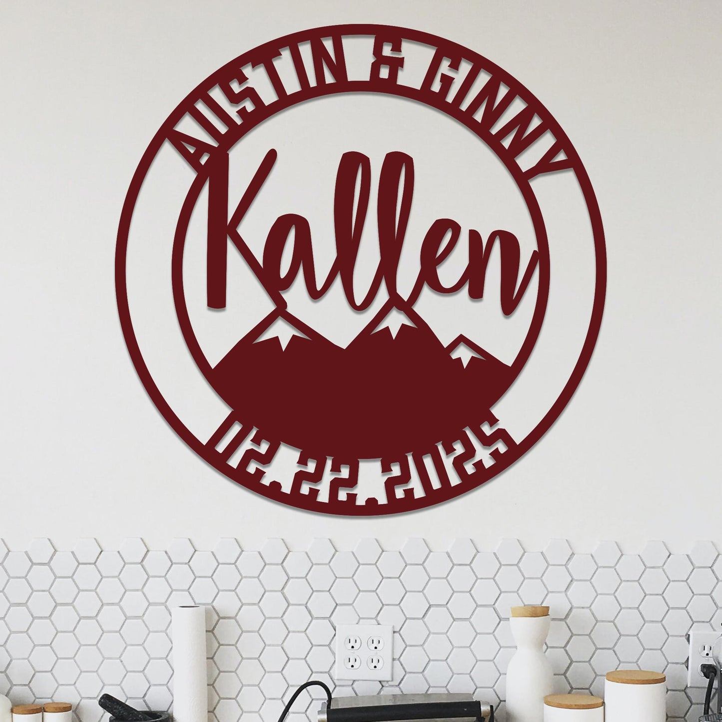 Family Sign, Mountains, Names and Date