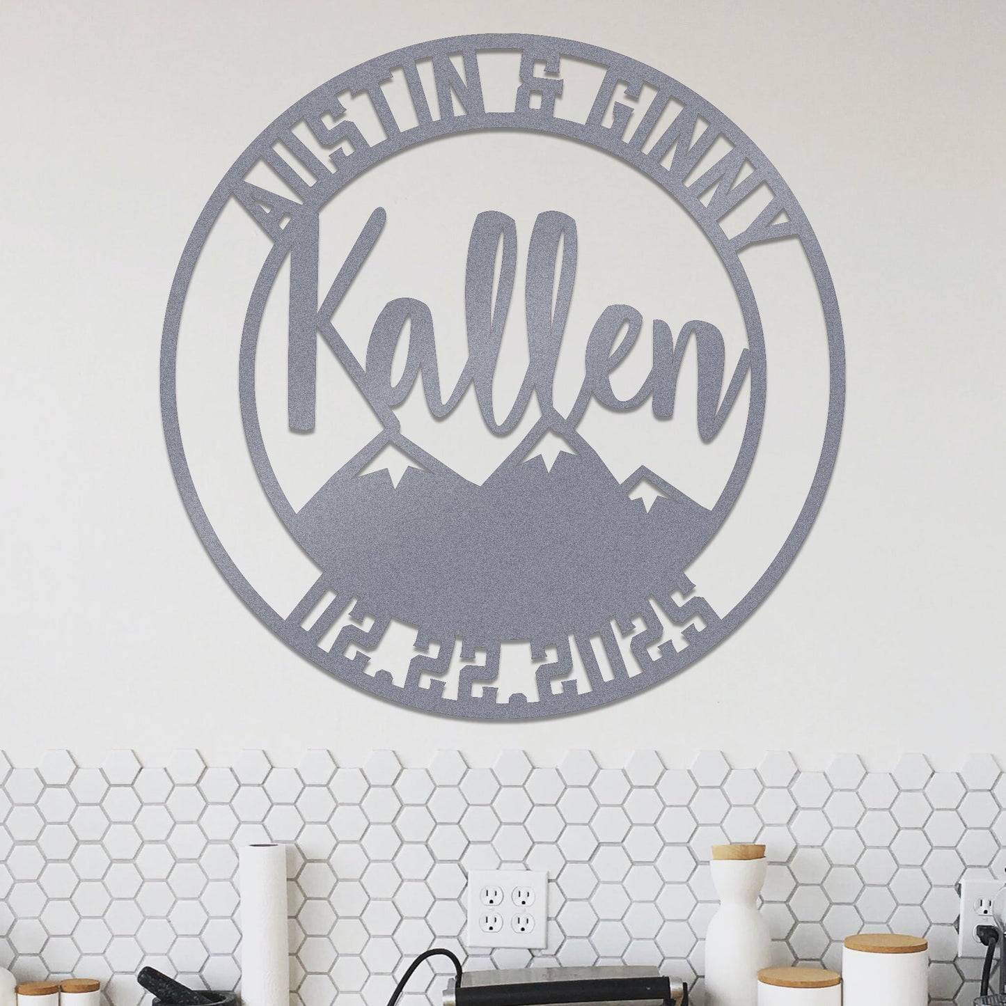 Family Sign, Mountains, Names and Date