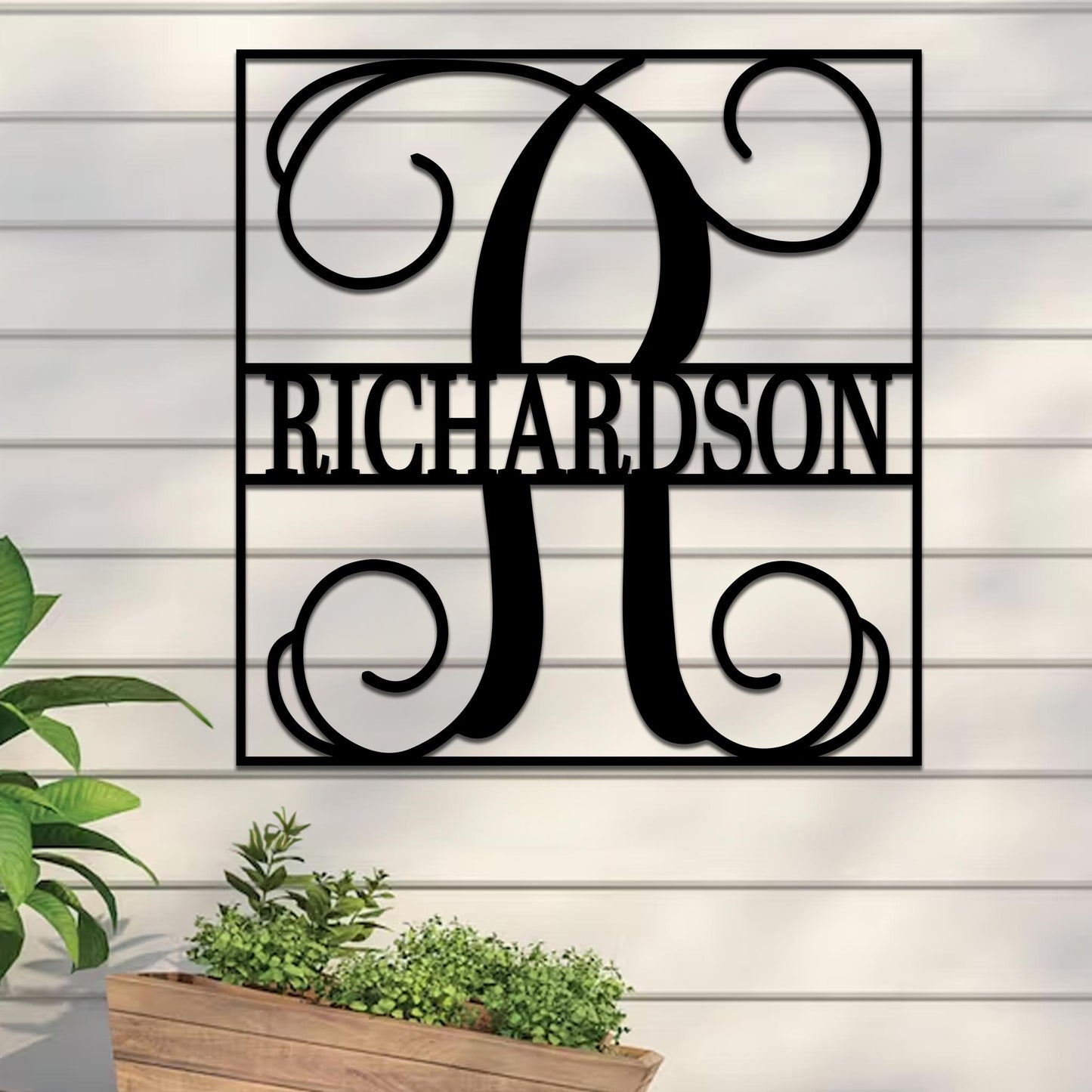 Fancy Split Monogram in Square Sign