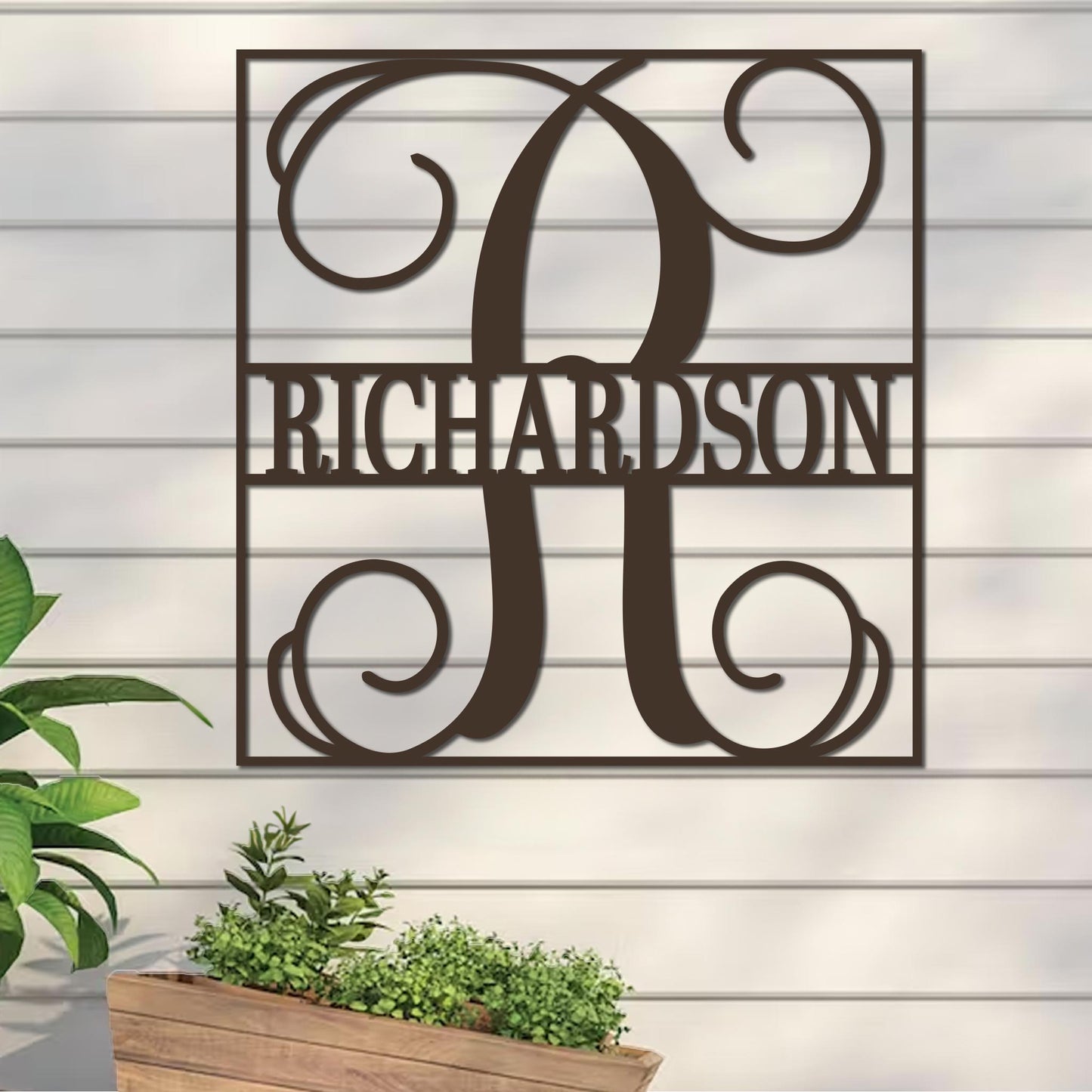 Fancy Split Monogram in Square Sign