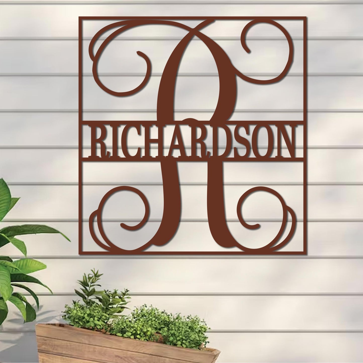 Fancy Split Monogram in Square Sign