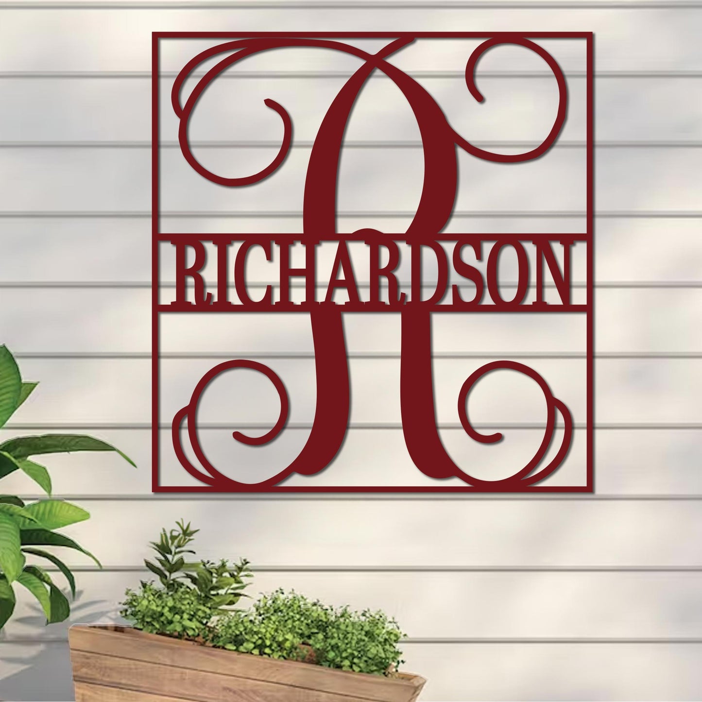 Fancy Split Monogram in Square Sign