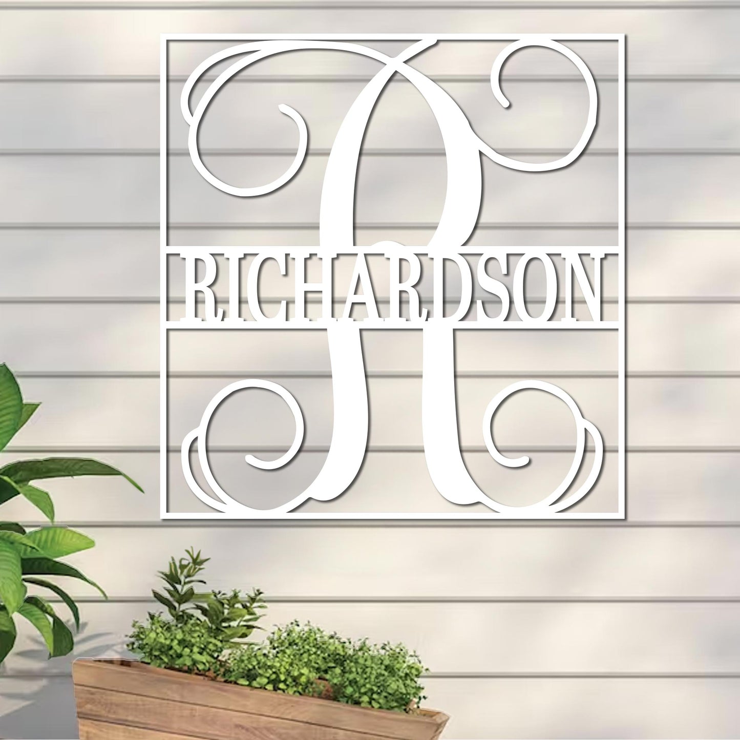 Fancy Split Monogram in Square Sign
