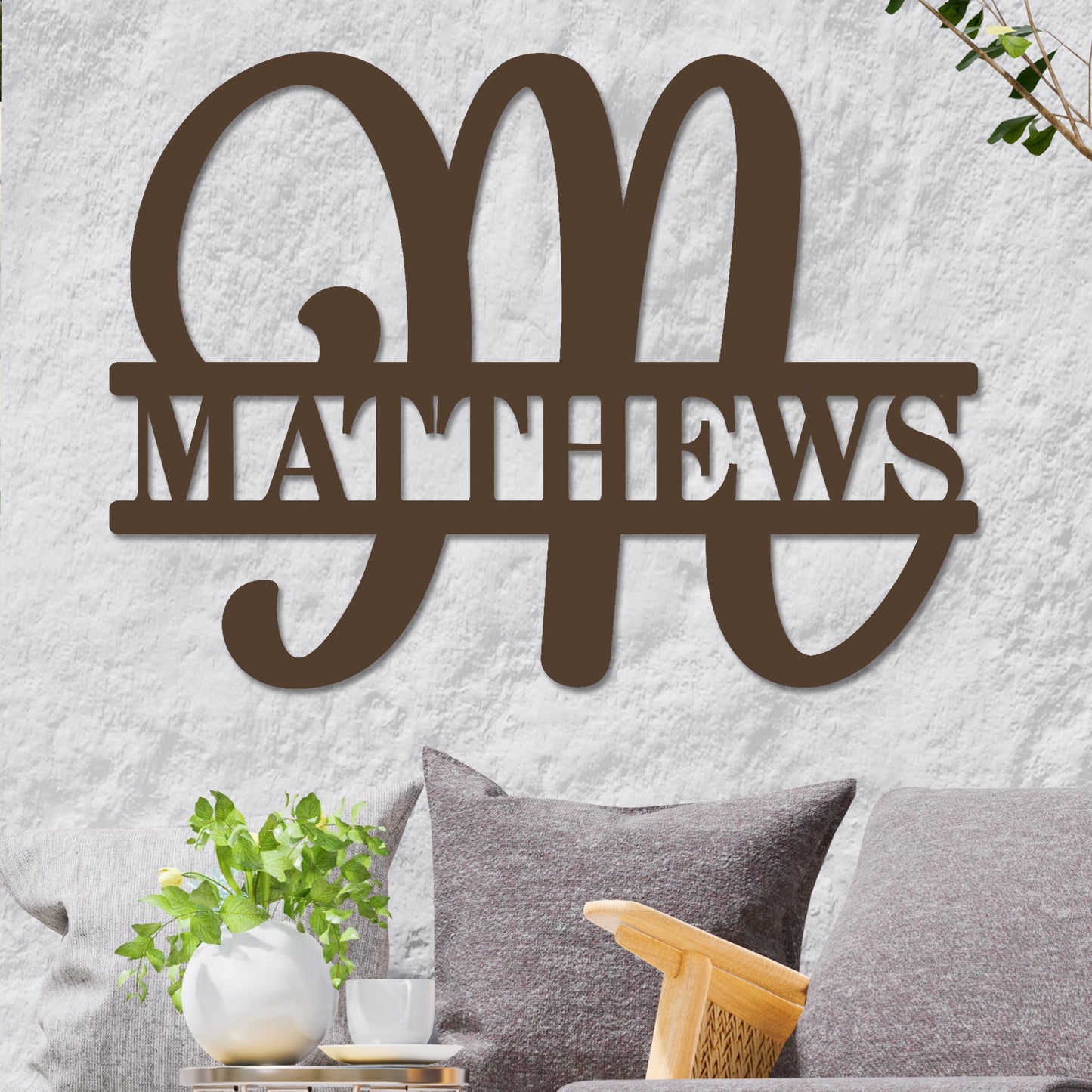 Fancy Split Monogram Sign