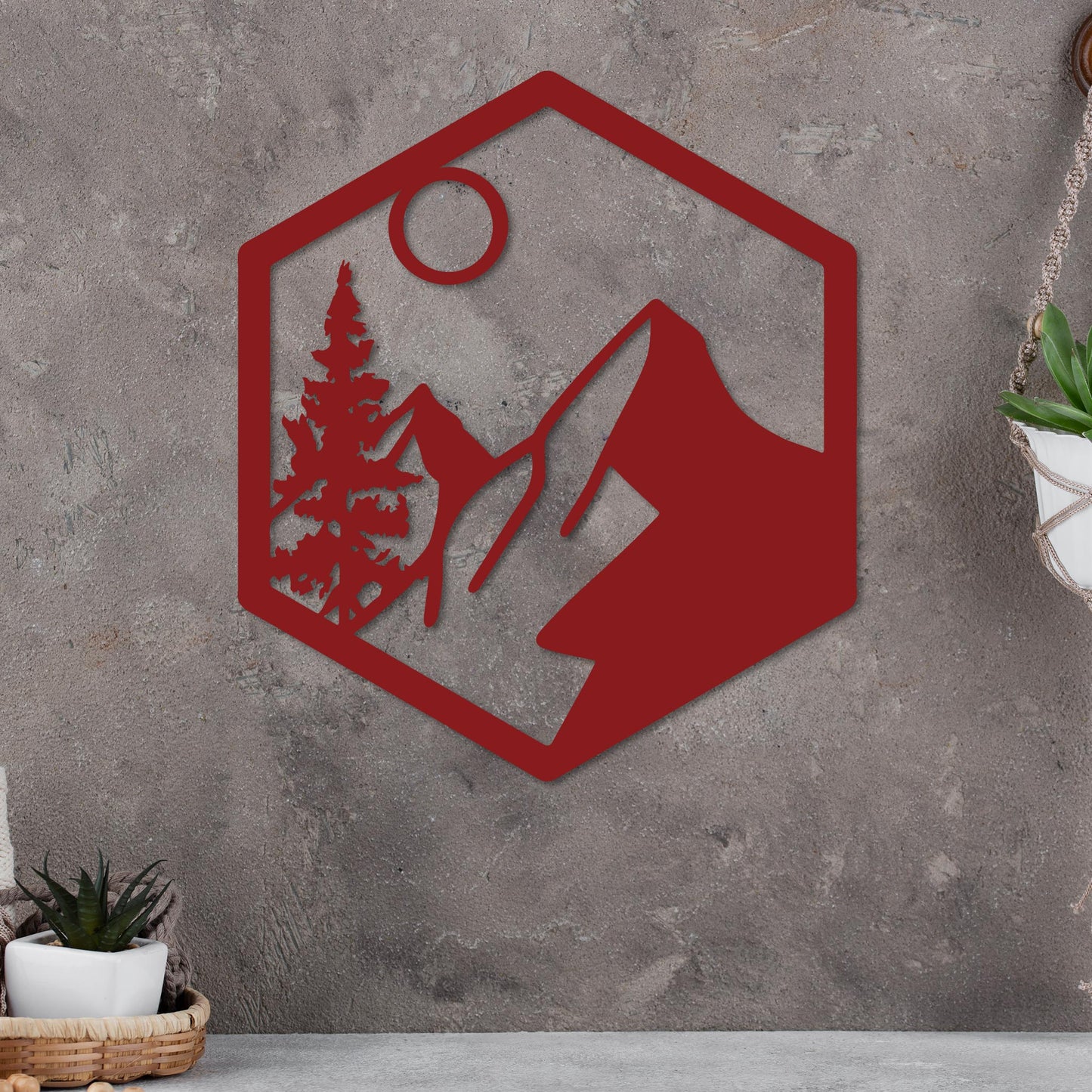 Moonlit Mountain in Hexagon Sign