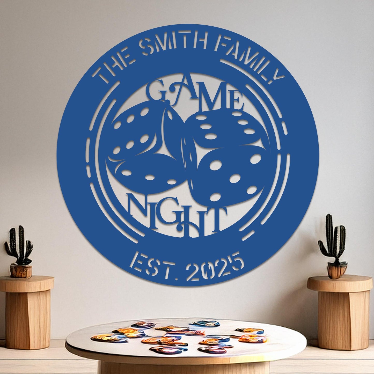 Game Night Dice Family Name Established Sign